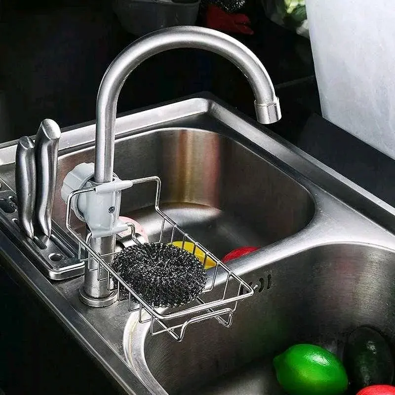 Rak Wastafel Cuci Piring Stainless Tempat Spon Cuci Piring Gantung Kran 2