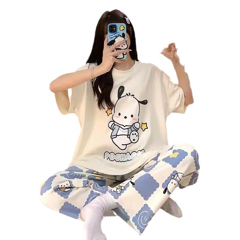 Bộ Đồ Ngủ Hoạt Hình, Ngắn Tay, Áo Phông Ngủ In Hình Hoạt Hình, Bao Gồm Quần Nữ Quần Ngủ Women 4