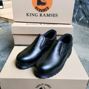 Sepatu Safety Kulit Wanita King Ramses 807 ( Produksi Sendiri ) Ujung Besi Oil resistant Hitam Kerja