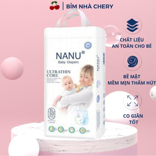 Bỉm tã quần/dán NANU cao cấp 50 miếng siêu mỏng thấm hút cực tốT bề mặt mềm mại Em bé Trẻ sơ sinh Trẻ mới tập đi Bé gái Bé trai Cho Bé