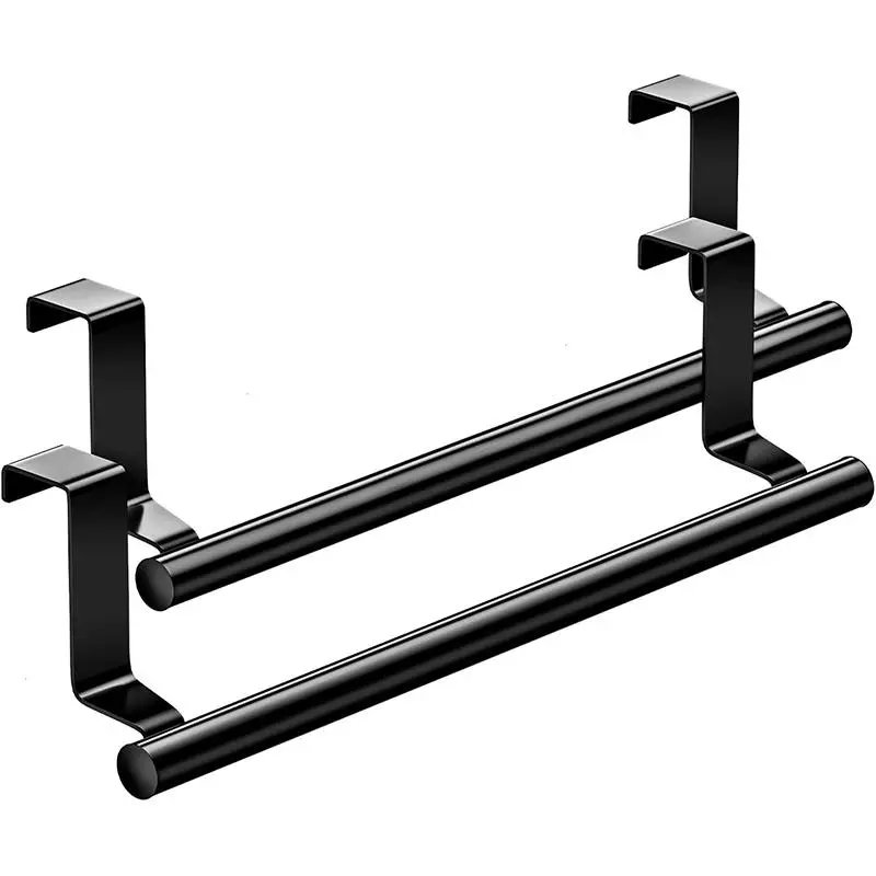 Stainless Steel Over Door Towel Rack, Towel Bar Holder, Universal Fit on Over Cabinet Cupboard Doors, Home Organizer for Bathroom Kitchen, Modern