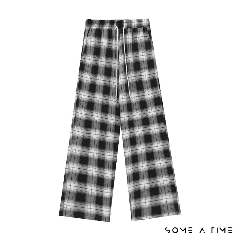 Product Introduction of Quần Kẻ Caro Ống Suông Rộng Sometime 8 Màu Nam Nữ Unisex Có Giải Rút Vải Không Xù Mặc Đi Chơi Đi Ngủ-CR01 Ong Menswear 11