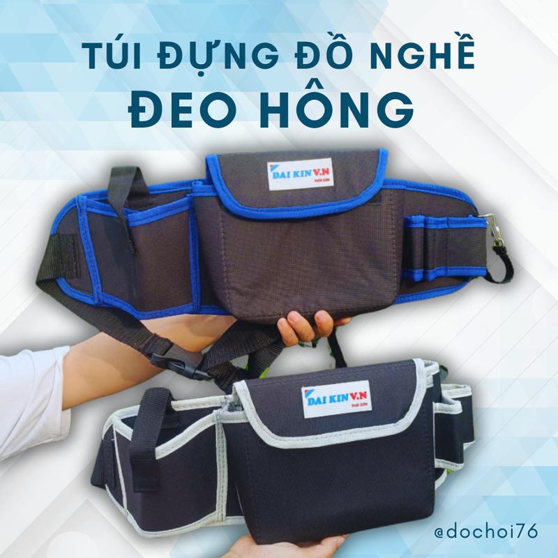 Túi Đựng Đồ Nghề Đai Đeo Hông Viền Xám-Xanh Dành Cho Thợ Kỹ Thuật Sử Chữa Điện Nước Camera Điện Lạnh gio  dung túi  đựng giỏ  đồ 