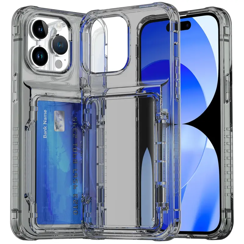 Ốp Điện Thoại Trong Suốt, Dành Cho iPhone 15 Promax Và 14 Promax, Có Túi Đựng Thẻ, Chống Sốc, Ốp Bảo Vệ Dày, Thích Hợp Cho iPhone 13, 12 / 11, Thiết Kế Cá Tính Phụ Kiện 8
