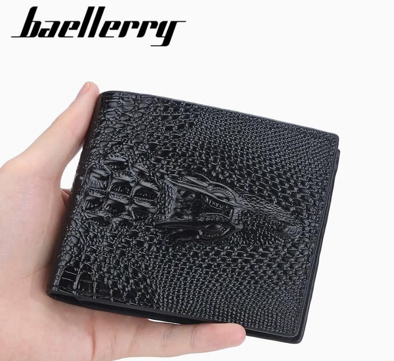 Ví nam dập nổi hình cá sấu thời trang đựng thẻ tiền có ngăn khóa kéo có ngăn ảnh lưu niệm