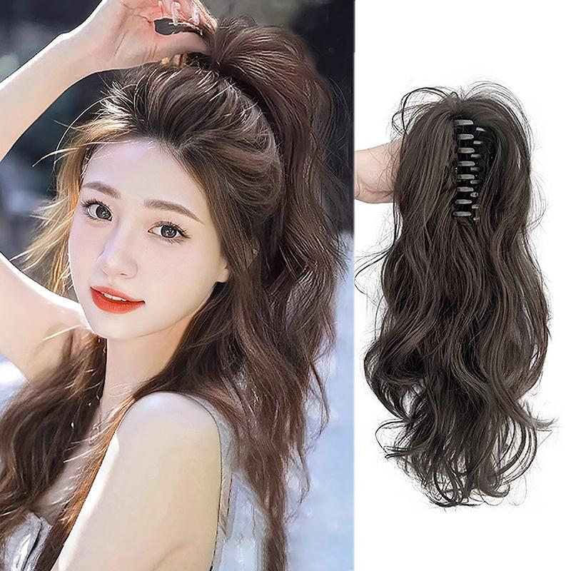 Tóc Nối Đuôi Ngựa Kẹp Càng Cua, Chất Liệu Tổng Hợp, Dài Ngắn, Xoăn, Đuôi Tự Nhiên, Tóc Giả, Dành Cho Nữ, Kiểu Đuôi Ngựa, Màu Đen, Kẹp Tóc 4