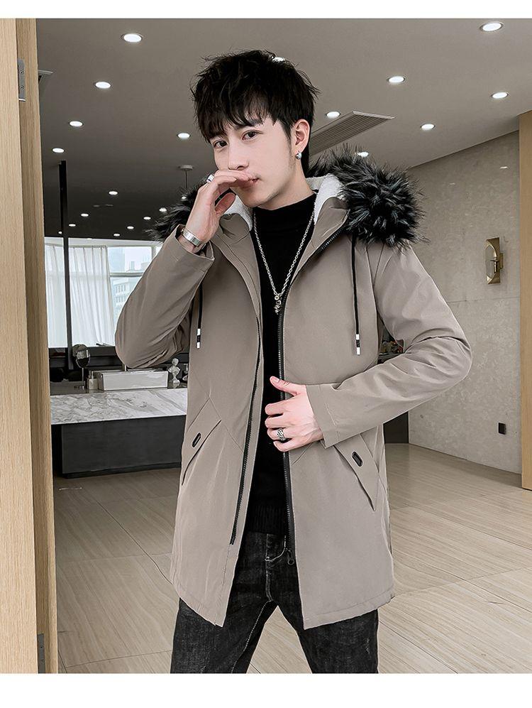 Product Introduction of Áo Khoác Độn Bông, Dành Cho Nam Giới, Dài Trung Bình Có Mũ Trùm Đầu, Áo Khoác Bông, Áo Khoác Đệm Lông Cừu, Thích Hợp Cho Quần Áo Mùa Thu, Phong Cách Hàn Quốc, Có Thể Tùy Chỉnh Về Độ Dày 18