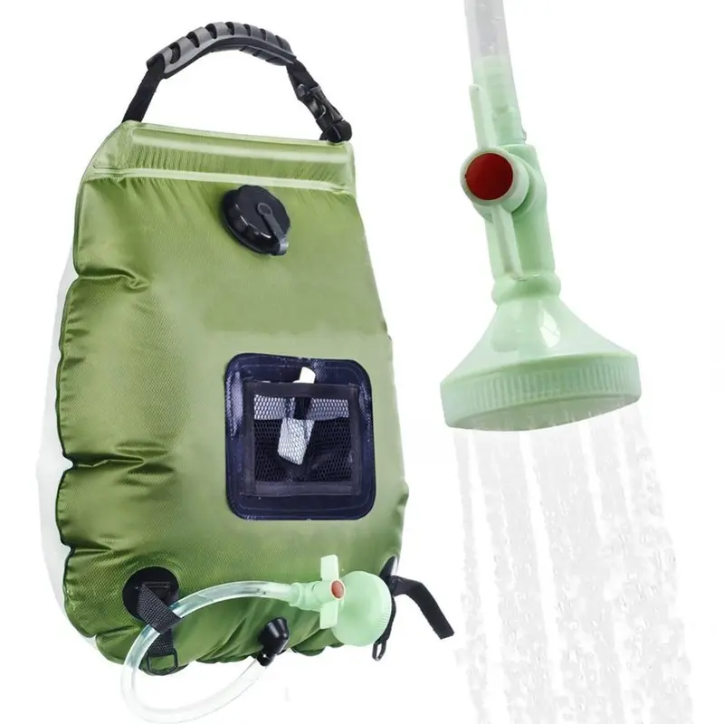 Portable 5 Gallon Solar Heated Camping Shower Bag, Solar Heated Camping Shower Bag with Detachable Hose & Switchable Shower Head, Suitable for Outdoor Travel, Hiking, Beach & Swimming 2