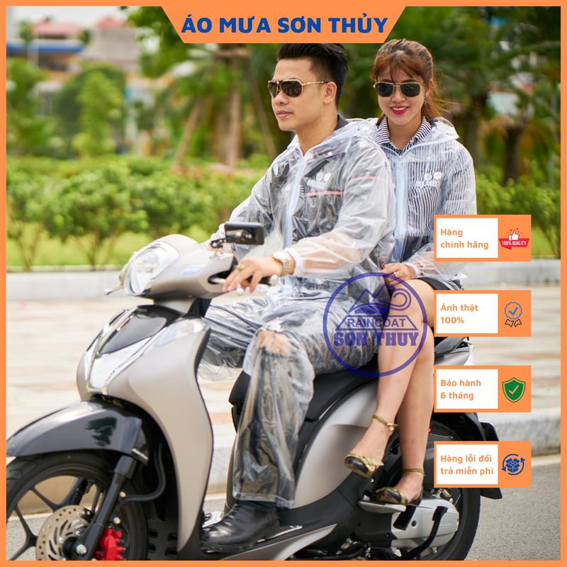 Sơn Thủy Bộ áo mưa trong suốt thời trang K25 PVC chất lượng cao chống thấm nước tuyệt đối & cản gió size L XL XXL