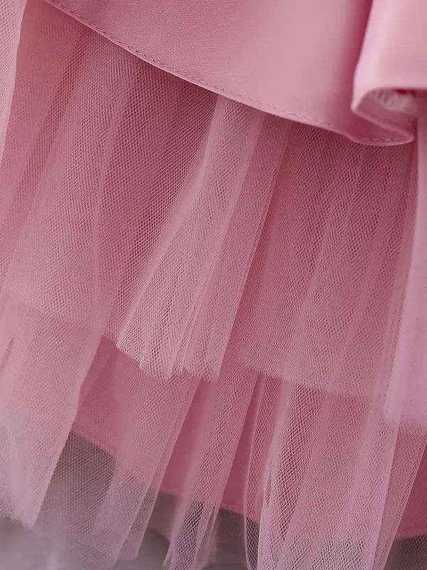 Toddler Girl's Solid Big Bow Decor Tulle Dress, Elegant Romantic A Line Tutu Dress for Party Show Wear, Kids Clothes for All Seasons 7