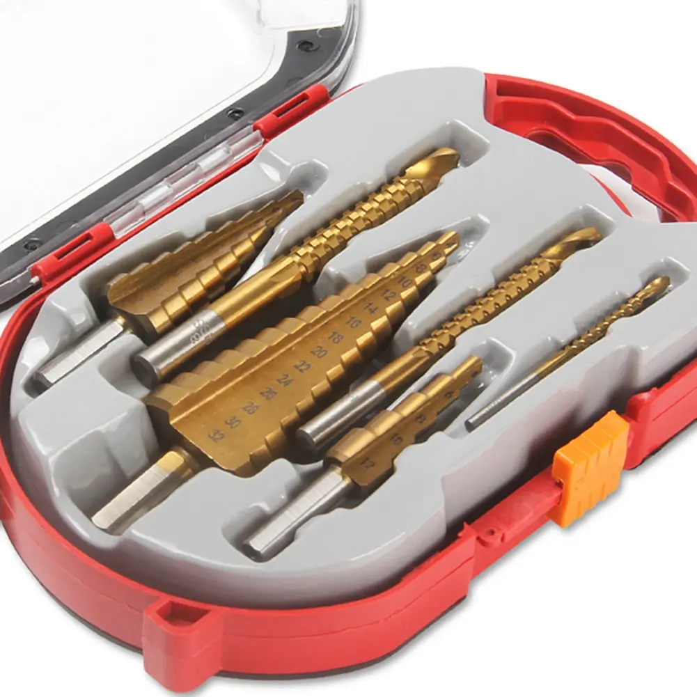 6 Pcs in 1 Mata Bor Pagoda Spiral HSS Steel Coated Titanium Multi Step 4-32mm Pagoda Tangga Payung Drill Set Mata