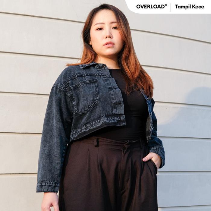 Gambar JINISO Big Size Jaket Crop Jeans Oversize Pocket Black Acid - SEMUA UKURAN dari JINISO JEANS Kota Administrasi Jakarta Utara Tokopedia
