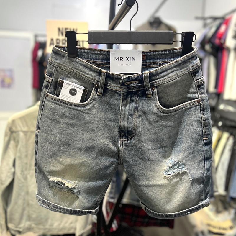Quần Short Jean nam chất đẹp xịn có độ co dãn form Slimfit ôm  vừa  phải  mặc  trên  gối 1 chút trẻ  trung mặc hàng ngày hoặc du lịch Menswear Có Túi jeans quanjean quan slim fit quanjeans namsale bò Pants