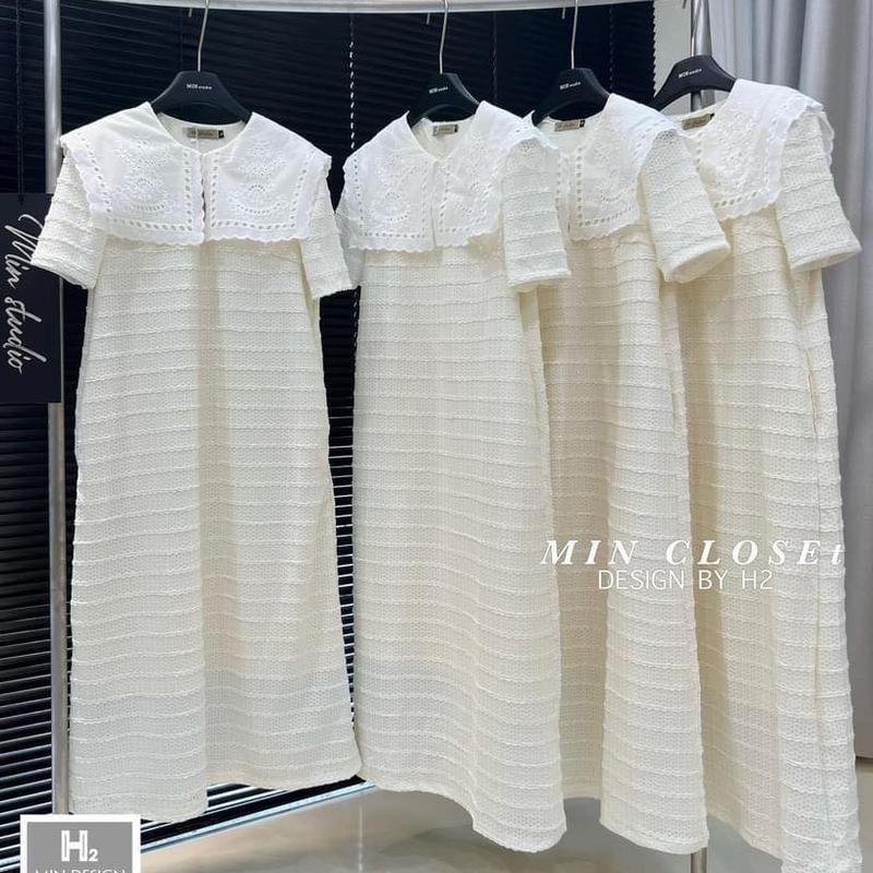 Váy Cổ Ren Thêu Mặc Bầu Và Sau Sinh Đầm Bầu Váy Bầu