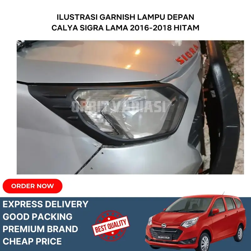 GARNISH LAMPU MOBIL DEPAN BELAKANG CALYA SIGRA LAMA 2016-2018 HITAM 1