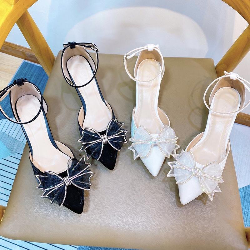 H64 Giày cao gót bít mũi nơ cánh tiên 3p 5p 7p DéP Nữ Sandal