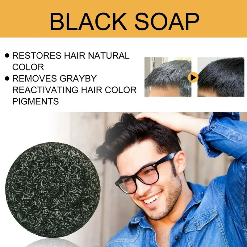 Rambut Hitam Sabun Penggelap Rambut Sabun Sampo Bar Penggelap Polygonum Essence Hair Darkening Shampoo Bar Soap Black Pomade Penghilang Uban Penyamar Rambut Putih Pomade Hitam 4