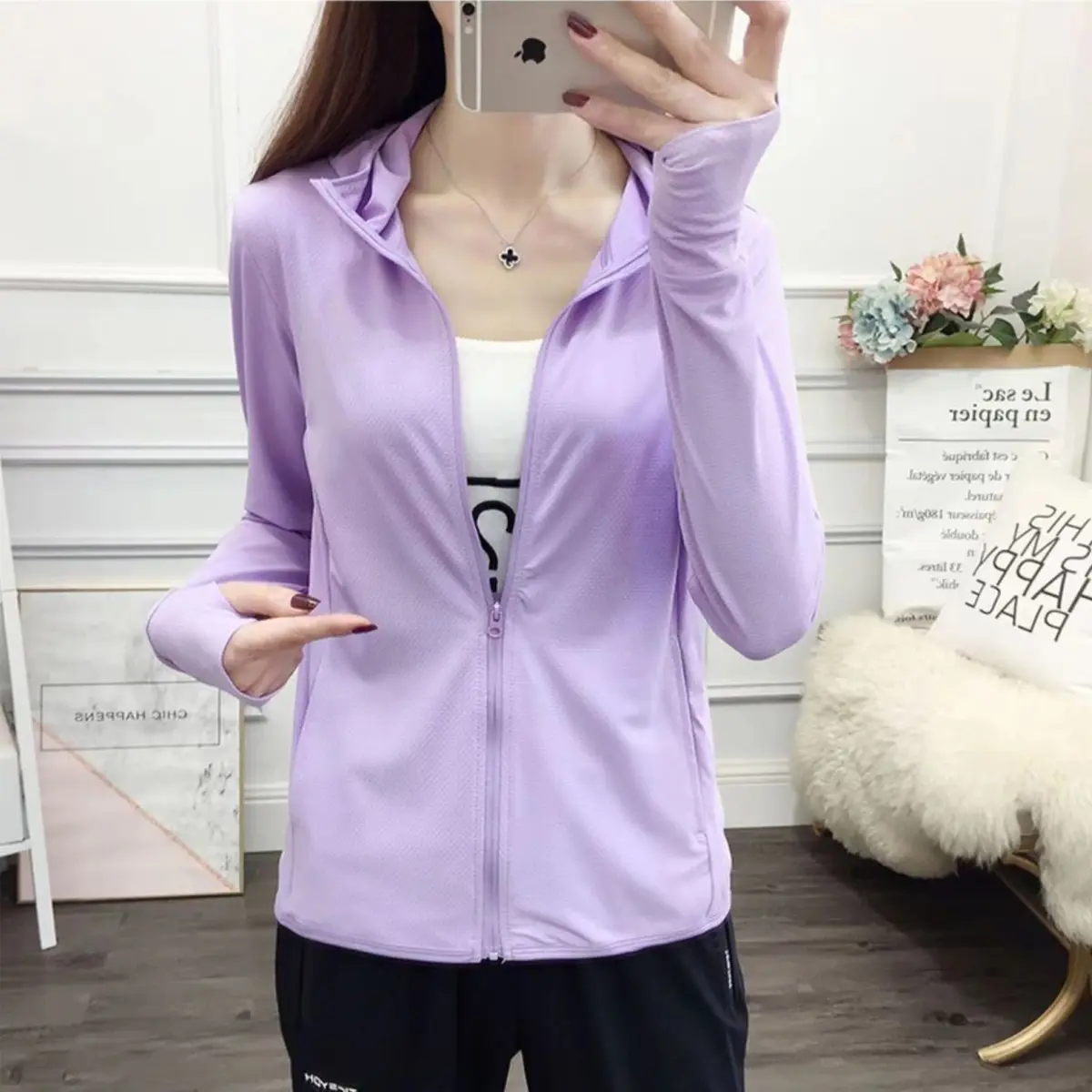 เสื้อฮู้ด เสื้อฮู้ดกันแดด  UPF50+ป้องกันแสงแดด