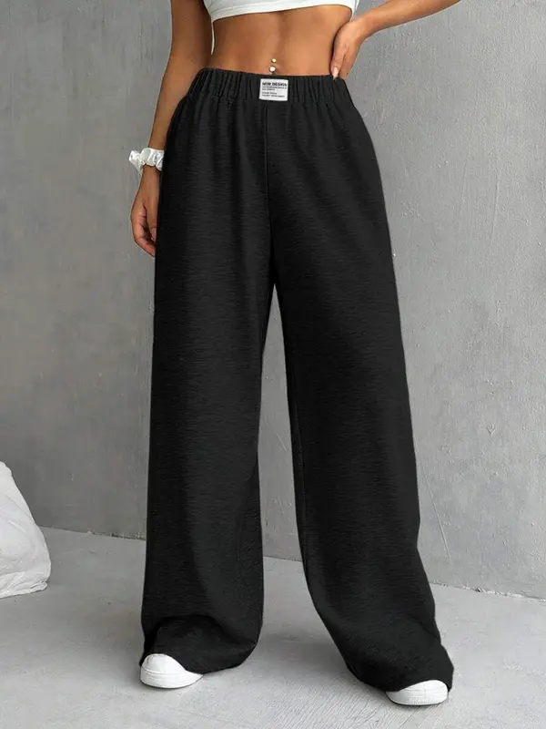 Comfortable Elastic Waist Pocket Wide Leg Sports Pants, Casual Loose Oversized Wide Waist Sweatpants, Perfect for All Seasons Wear Soft and Skin-friendly, Pants for Women, Jogging Pants 3