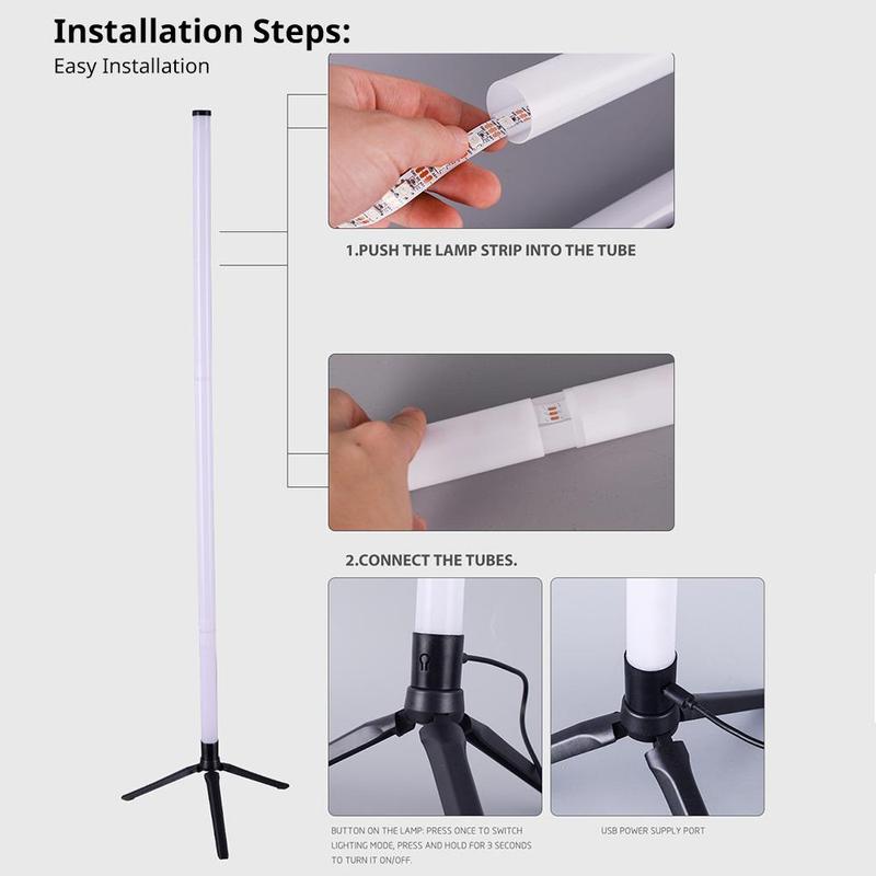 RGB LED Floor Lamp, Smart Remote Control Modern Corner Floor Lamp, USB Powered Atmosphere Standing Light, Modern LED Floor Lamp, LED Ambient Light For Home Bedroom Living Room Decor 8