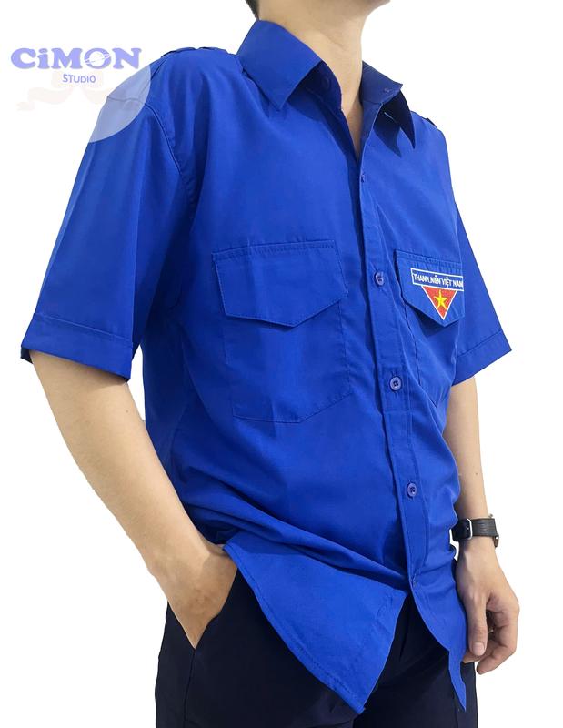 Áo đoàn nam tay ngắn, áo đoàn thanh niên thêu đủ size 2