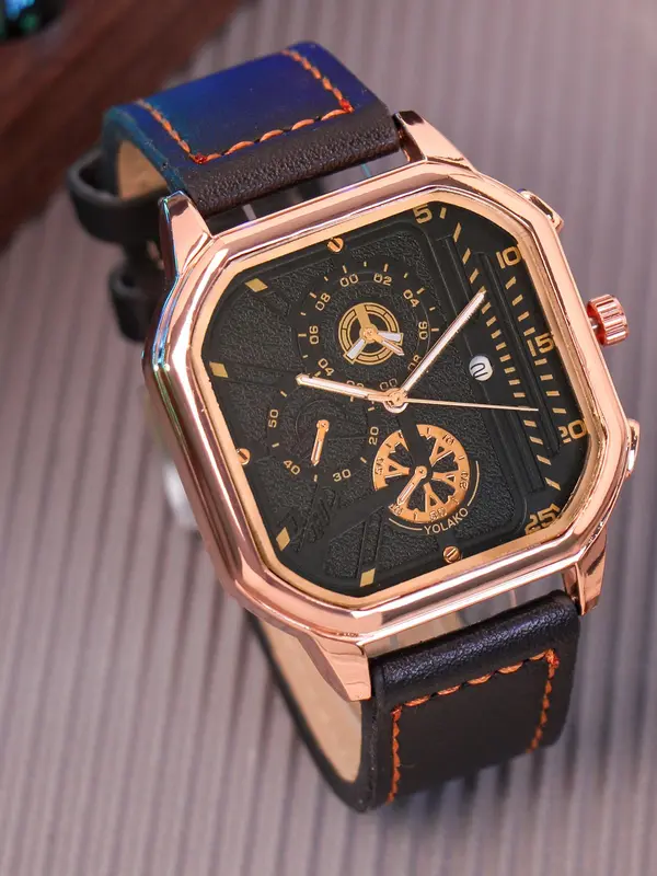 Men's Business Fashion Round Dial Analog Quartz Watch, Fashion Watch for Party, Daily Clothing Decor, Trendy All-match & Exquisite Watch for Birthday Gift with Box 3