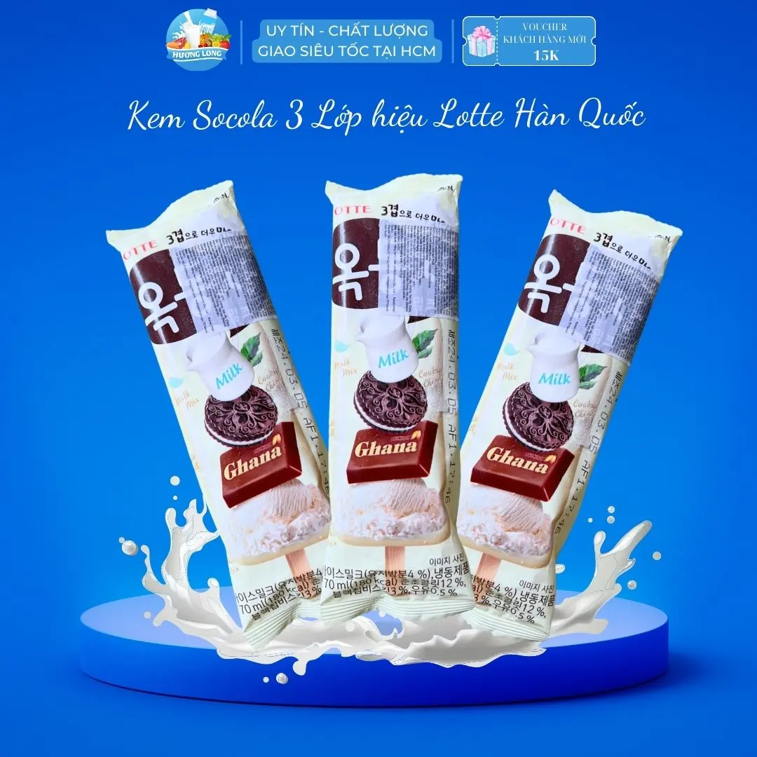 [HCM] Kem Socola 3 Lớp Okdongja Bar Que Socola Trắng mát lạnh ngọt ngào mỗi ngày - Hương Long Food Snack Ăn Vặt Sô Cô La Thức Ăn Chocolate kem delight  vinamilk kem bắp kem đá  want want Nhân Kem