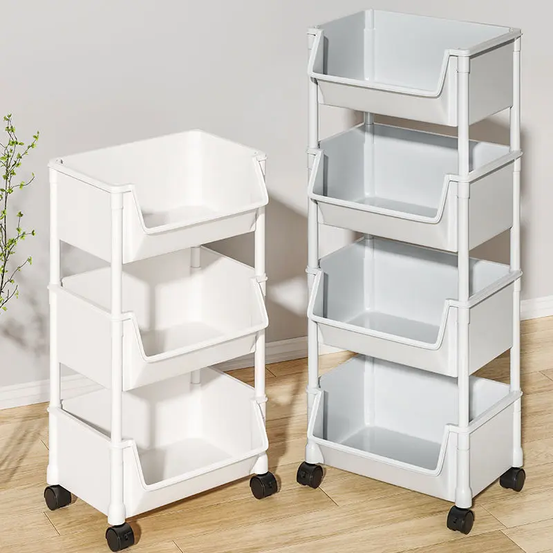 Kệ sách và kệ lưu trữ, có thể di chuyển, nhiều lớp, cho lưu trữ đồ chơi trẻ em, xe đẩy gia đình, kệ sách đơn giản, có bánh xe, để Sàn