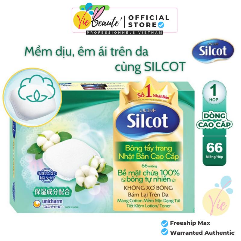Bông tẩy trang Silcot Nhật Bản Hộp 66 miếng- Bông Silcot Unicharm XANH LÁ 66 miếng Cosmetic Mỹ Phẩm