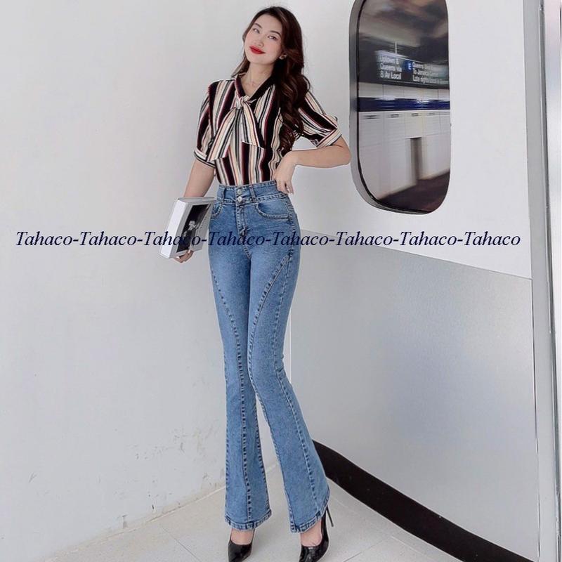 Quần jean loe nữ siêu hot TAHACO màu xanh nhạt