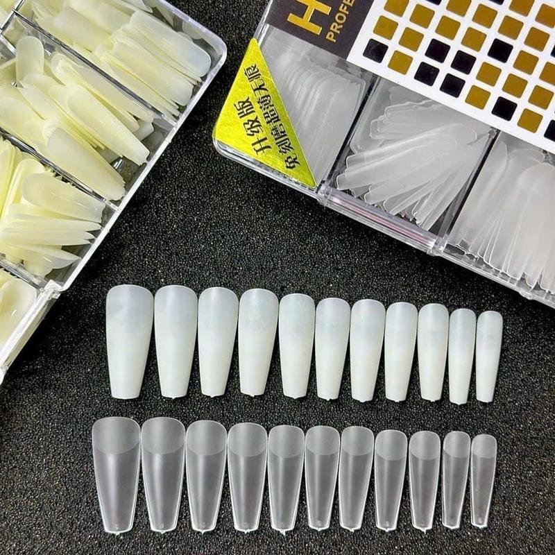 HSM Fom Thang trong và đục nhám sẵn hàng chính hãng , Hộp 500 móng, úp móng làm nail Nữ Sơn Gel
