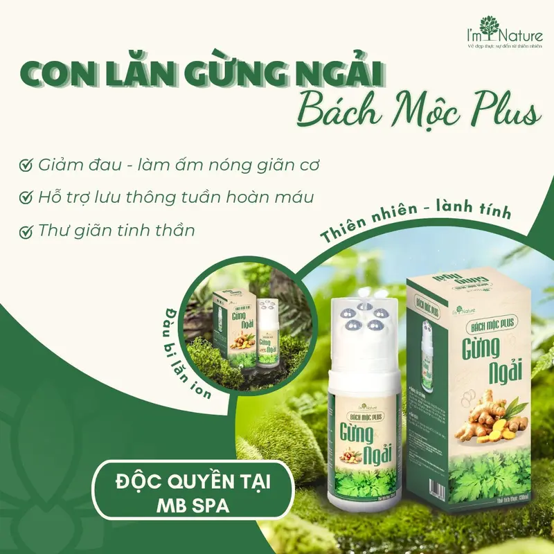 Con Lăn Massage Gừng Ngải - Hỗ Trợ Giảm Đau Lưng, Giảm Nhức Mỏi Cổ Vai Gáy - Cải thiện khả năng vận động - Thành phần thảo dược - Bách Mộc Plus 130ml 5