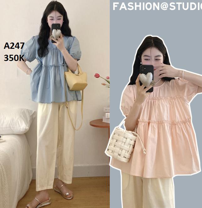 Áo baby doll cho mẹ bầu trẻ trung năng động dễ phối đồ đi làm đi chơi A247