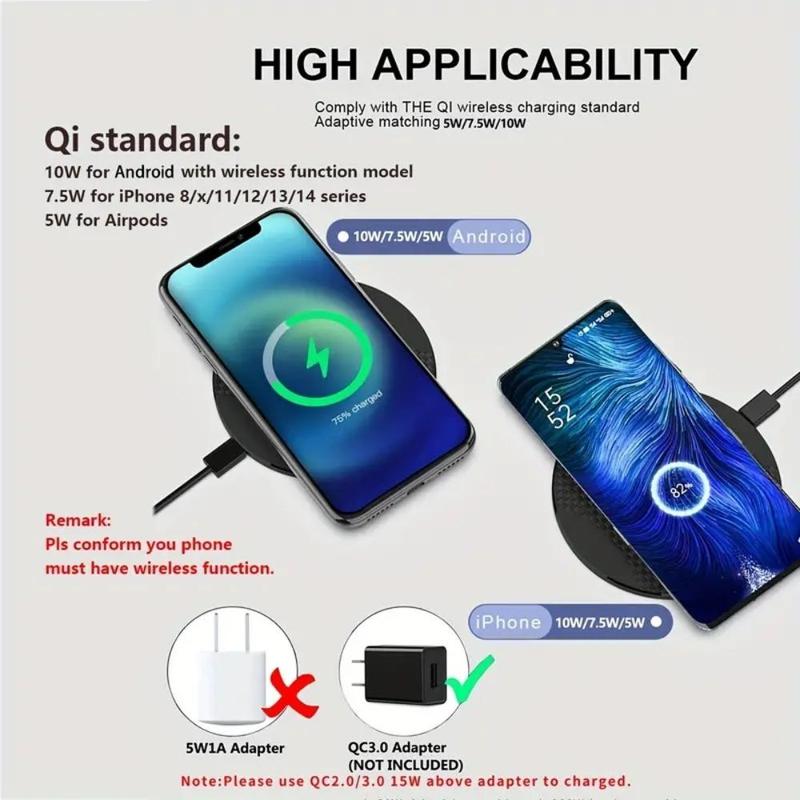 Wireless Charger Pad Stand for Smartphone, Desktop Ultra-thin Mobile Phone Charging Station, Portable Charger for iPhone 15 14 13 12 11 Samsung Xiaomi Phones, Electronic Product, Valentine's Day Gift 7