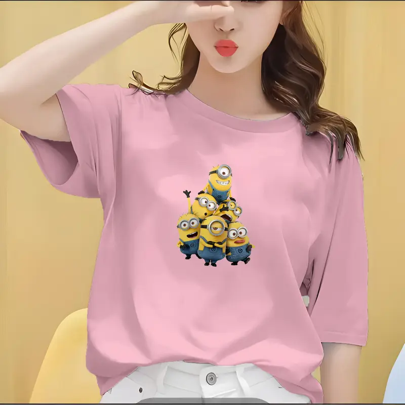Kaos Oblong Wanita Lengan Pendek Motif Minion Grup 0