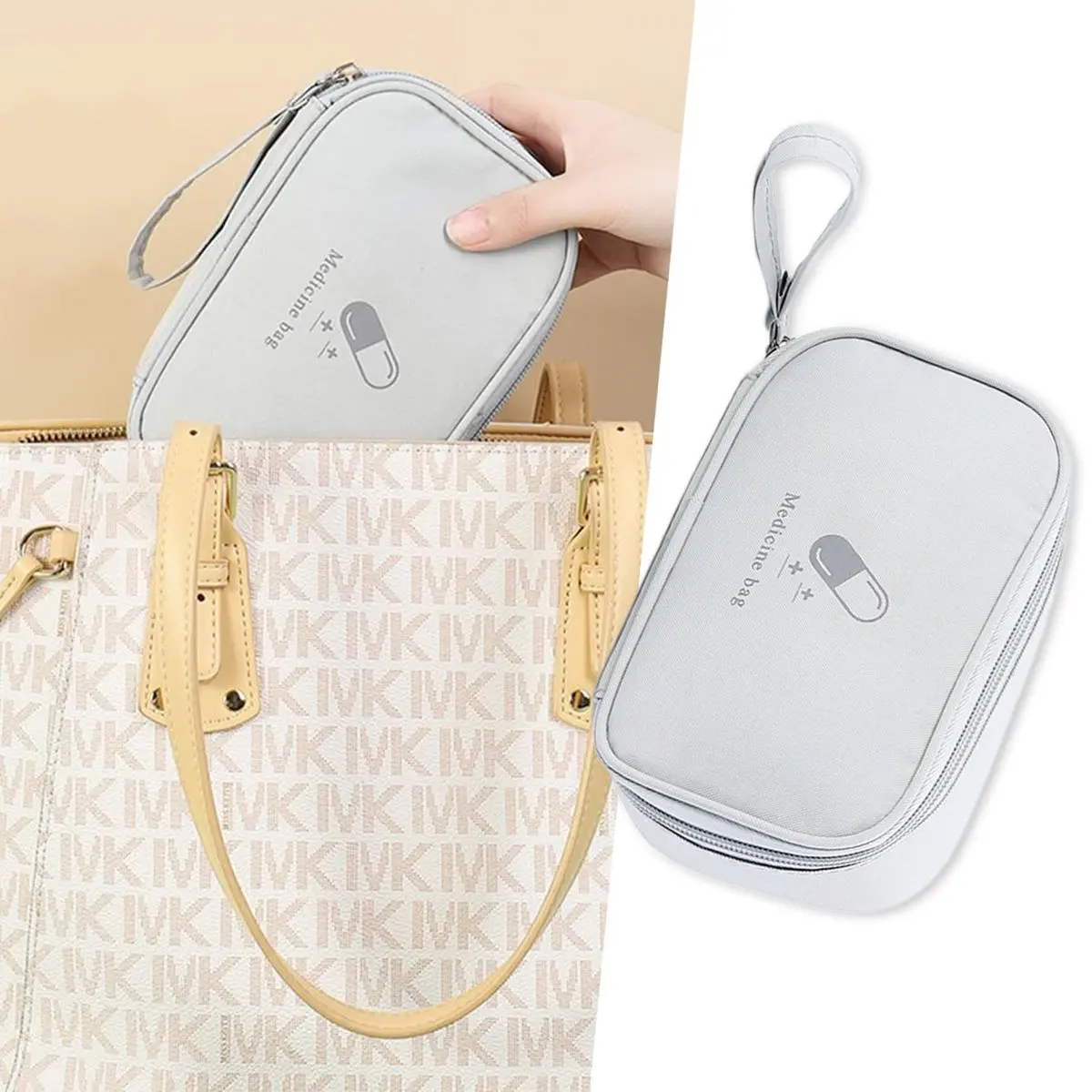Hộp Thuốc Dung Tích Lớn, Bộ Dụng Cụ Sơ Cứu Gia Đình Nhiều Lớp, Hộp Thuốc, Tủ Thuốc, Túi Đựng Vải Cầm Tay 1 Cái