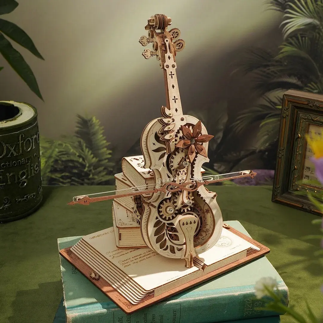 Hộp nhạc Robotime ROKR Magic Cello Đồ chơi xếp hình bằng gỗ 3D AMK63 | Magic Cello Mechanical Music Box Bản Tiếng Anh Toy Phát Nhạc Bằng Cót nhạc
