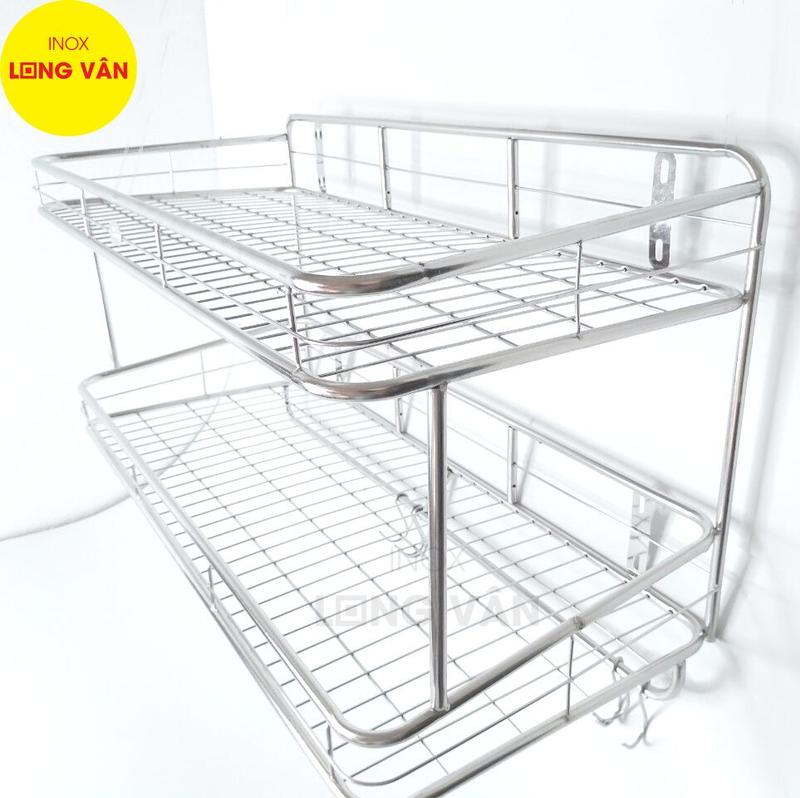 Kệ treo phòng bếp INOX cao cấp 2 tầng, kệ chén đĩa treo tường, giá úp ly tiện lợi