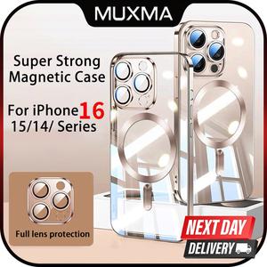 Transparent For Magnetic Case For iPhone 16 15 14 Pro Max Plus Wireless Charge Silicone Cover