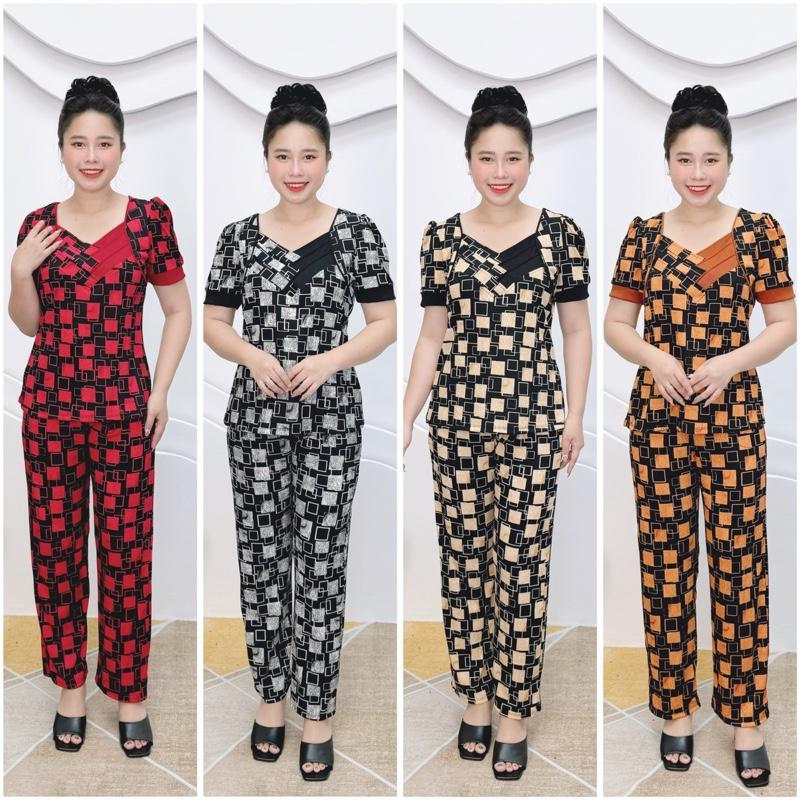 TL4 Set bộ trung niên, đồ bộ cho mẹ thun tăm QC mát mềm, đồ bộ nữ 50-80kg Nữ Áo