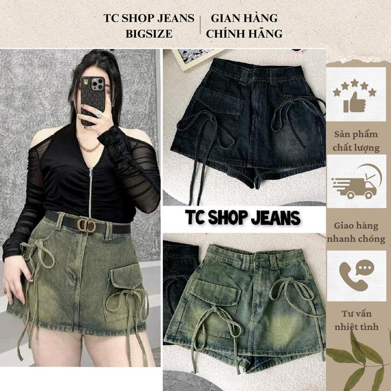 TCSHOPJEANS Quần short Váy Jeans Nữ Thắt Nơ Trẻ Trung ms 2035 Women Pants Denim Khuy chân bigsize