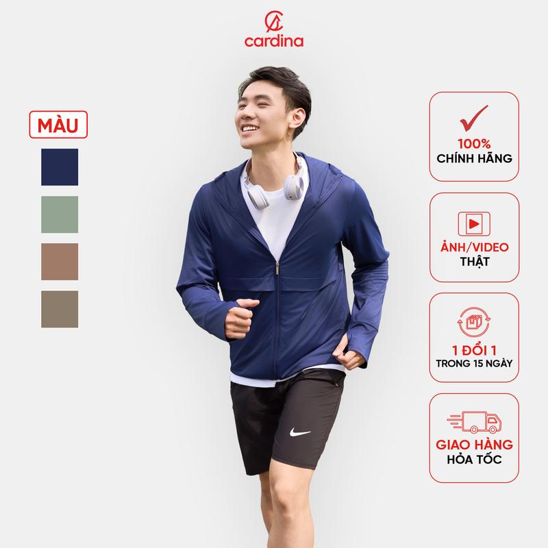 Áo chống nắng nam cao cấp 2 lớp CARDINA công nghệ ICE TEXT sợi vải lạnh cao cấp, chỉ số UPF50+ SPF50+ chống tia cực tím cao, kiểu dáng thể thao trẻ trung trendy 4NHM02