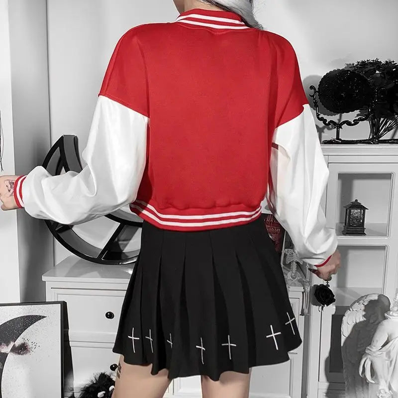 Jaket Baseball Varsity CROP Big Size ( S - 6XL ) LOGO B BEYOND Korean Style Boy Girl Jaket Croptop Bomber FLeece Mix Kombinasi 2 Warna Two Tone Street Style Cropped Slim-fitting Panjang Printing Sablon High Oversize Sweater Keren Biru Nyaman Variasi 6