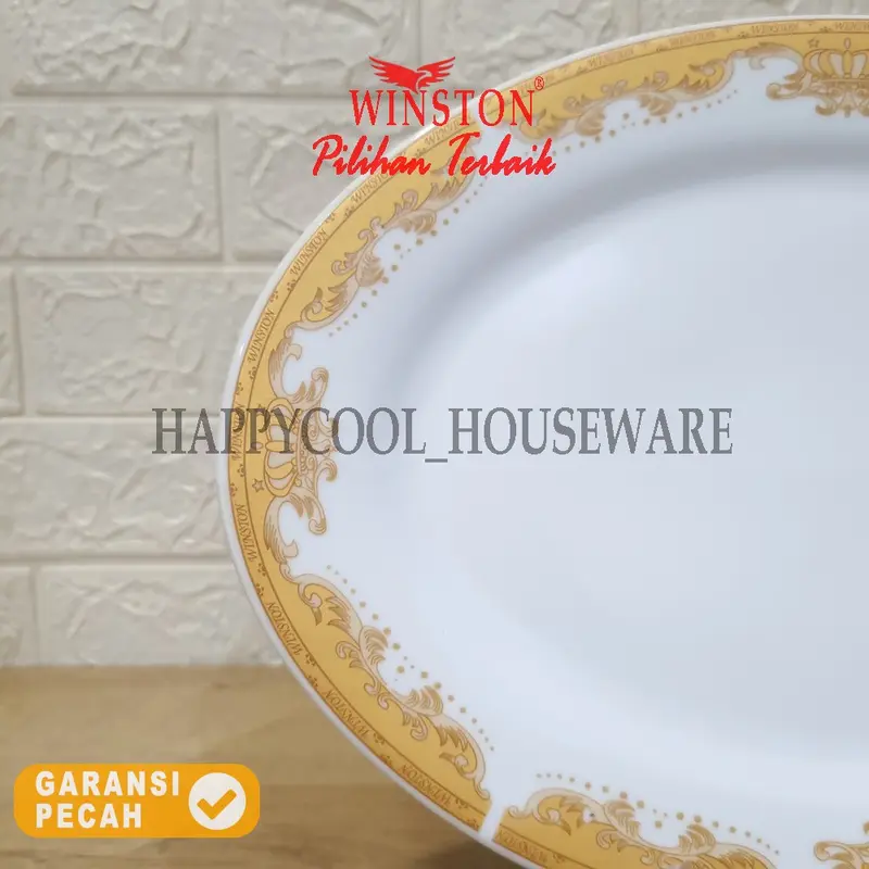 WINSTON Piring Keramik 14IN Mahkota Mas /Piring Oval /Piring Makan Porcelain 35cm 3