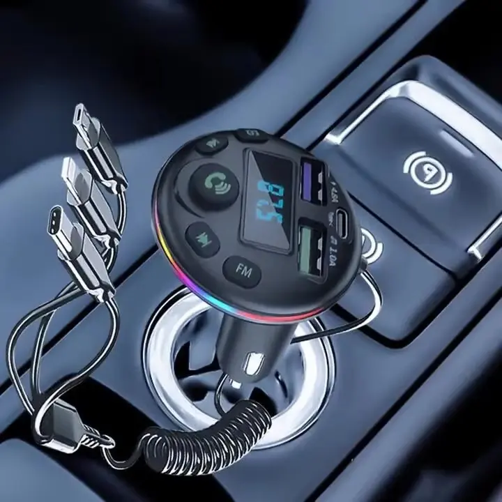 Bộ phát FM Bluetooth 5.0 trên ô tô, với máy nghe nhạc MP3, bộ thu âm thanh rảnh tay, Cáp sạc 3in1, bộ điều chế điện tử tự động, để gọi rảnh tay, phát trực tuyến nhạc 3