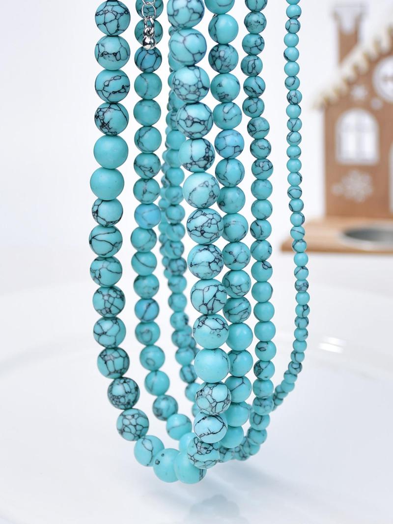 Product Introduction of Vintage Natural Turquoise Decorated Necklace, Fashionable and Elegant Jewelry for Women & Men, Trendy All-match & Exquisite Jewelry for Birthday Gift 4