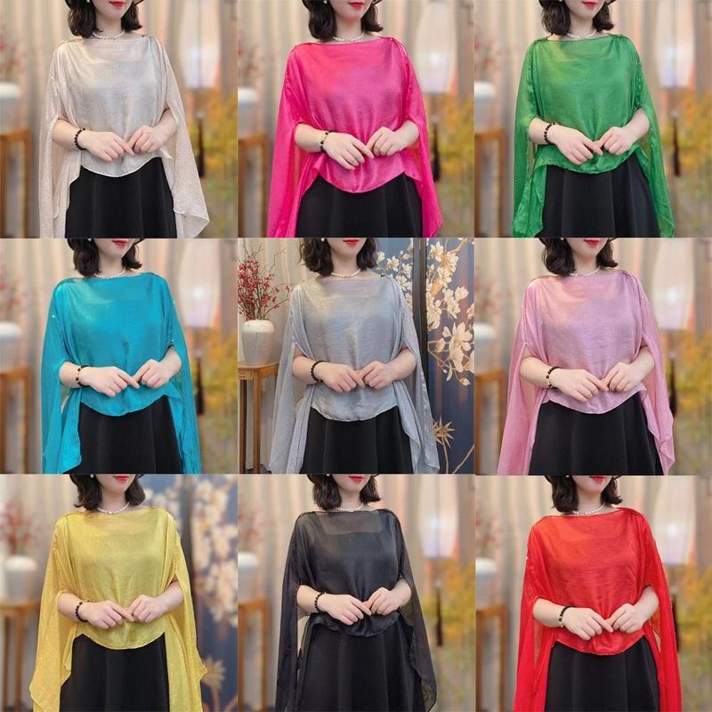 Product Introduction of New Fashion Pure Color Women Shawl Chiffon Coats Jackets Capes Cardigan Shawl Women Girls 7