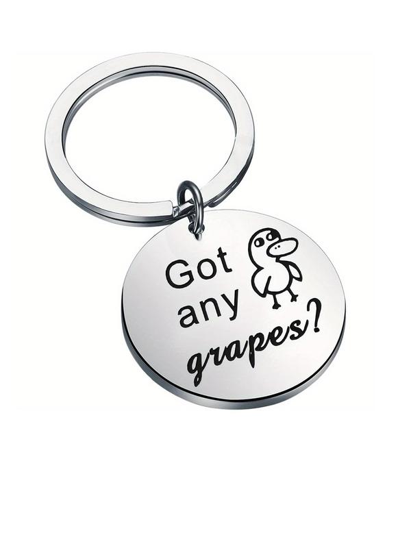 Cartoon Duck Pattern Round Shaped Keychain, Letters Print Keychain for Duck Lover's Gift, Fashion Accessories for Men & Women, Gifts for Wife 4