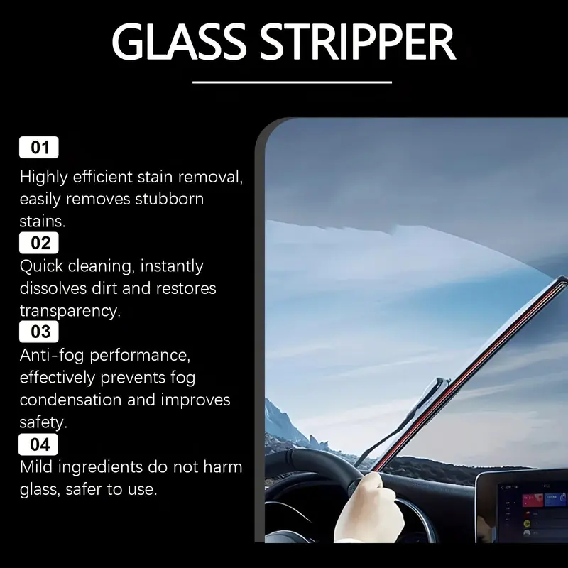 Car Glass Oil Film Cleaner, Car Glass Anti-rain & Anti-fog Cleaner, Car Window Cleaning & Care Fluid, Professional Car Cleaning Tool 6