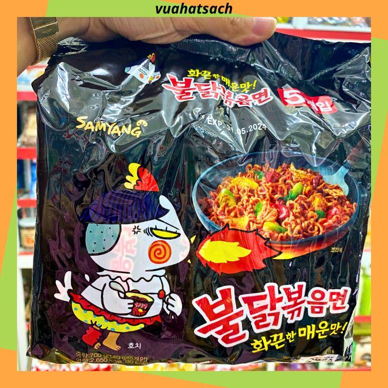 Bịch 5 gói mì gà khô cay đen vị truyền thống Samyang Hàn Quốc 140g gói